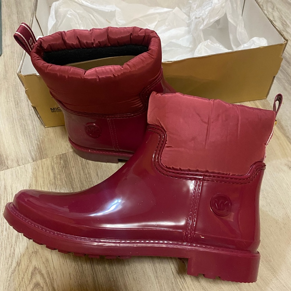 Michael Kors Berry Red Ankle Rain Bootie - Picture 6 of 16